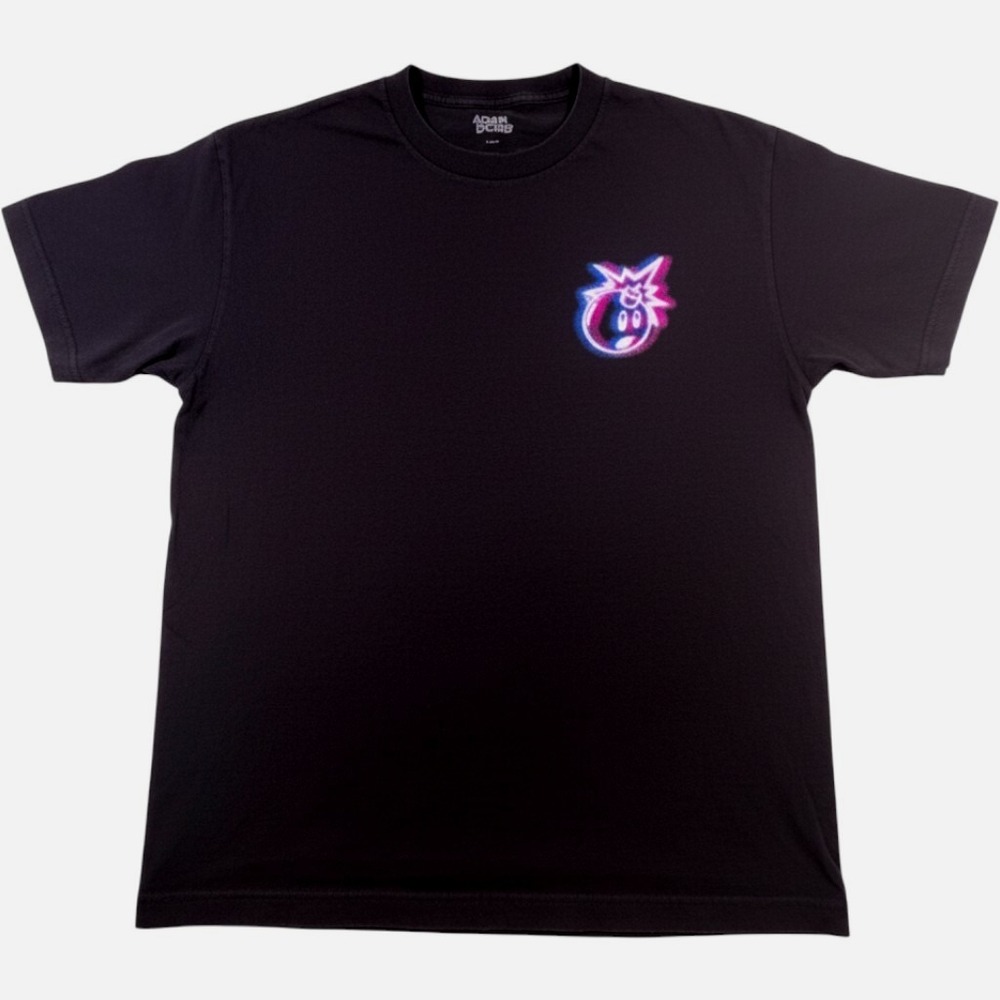 Adam Bomb Mens Black Neon Graphic Streetwear Short Sleeve T-Shirt Large